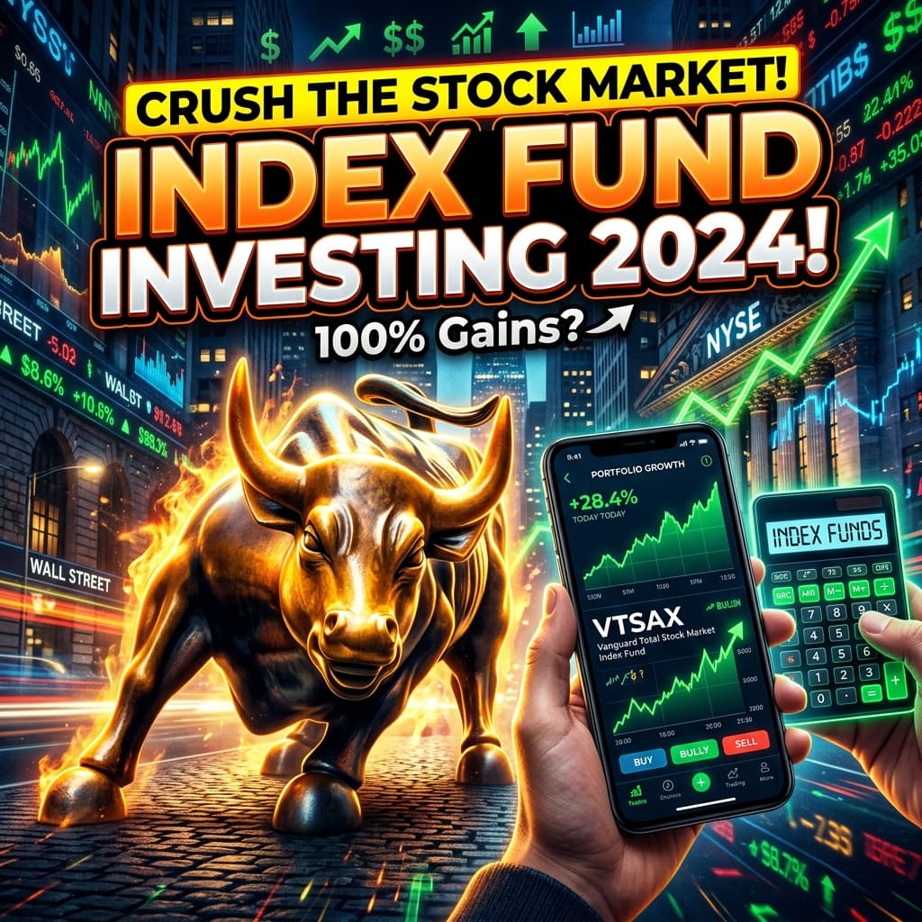 A glowing Wall Street bull and an upward stock chart on a smartphone