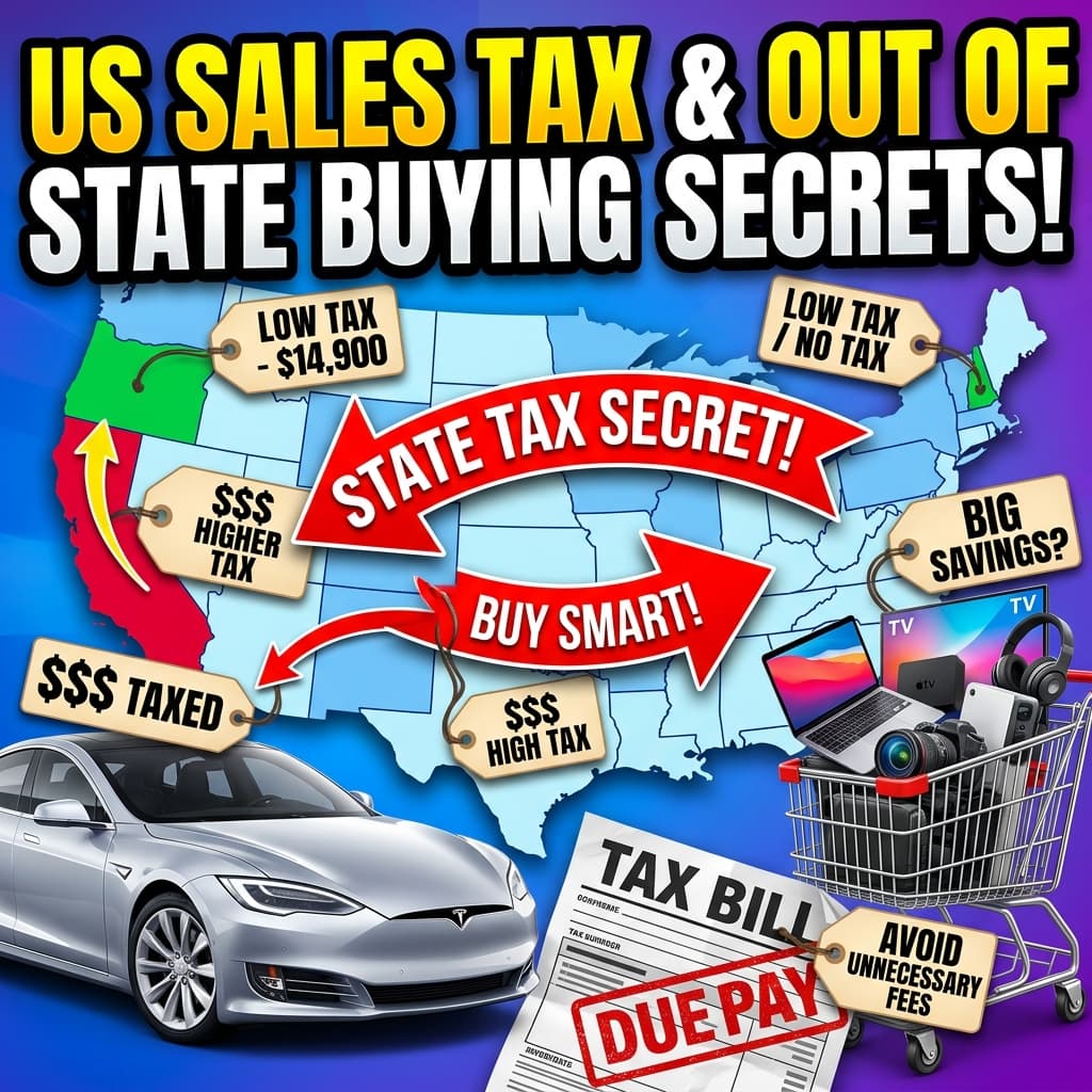 A map of the US with price tags showing different state taxes