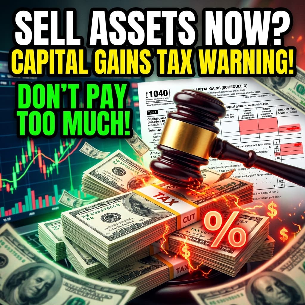 A gavel and tax forms sitting on stacks of cash