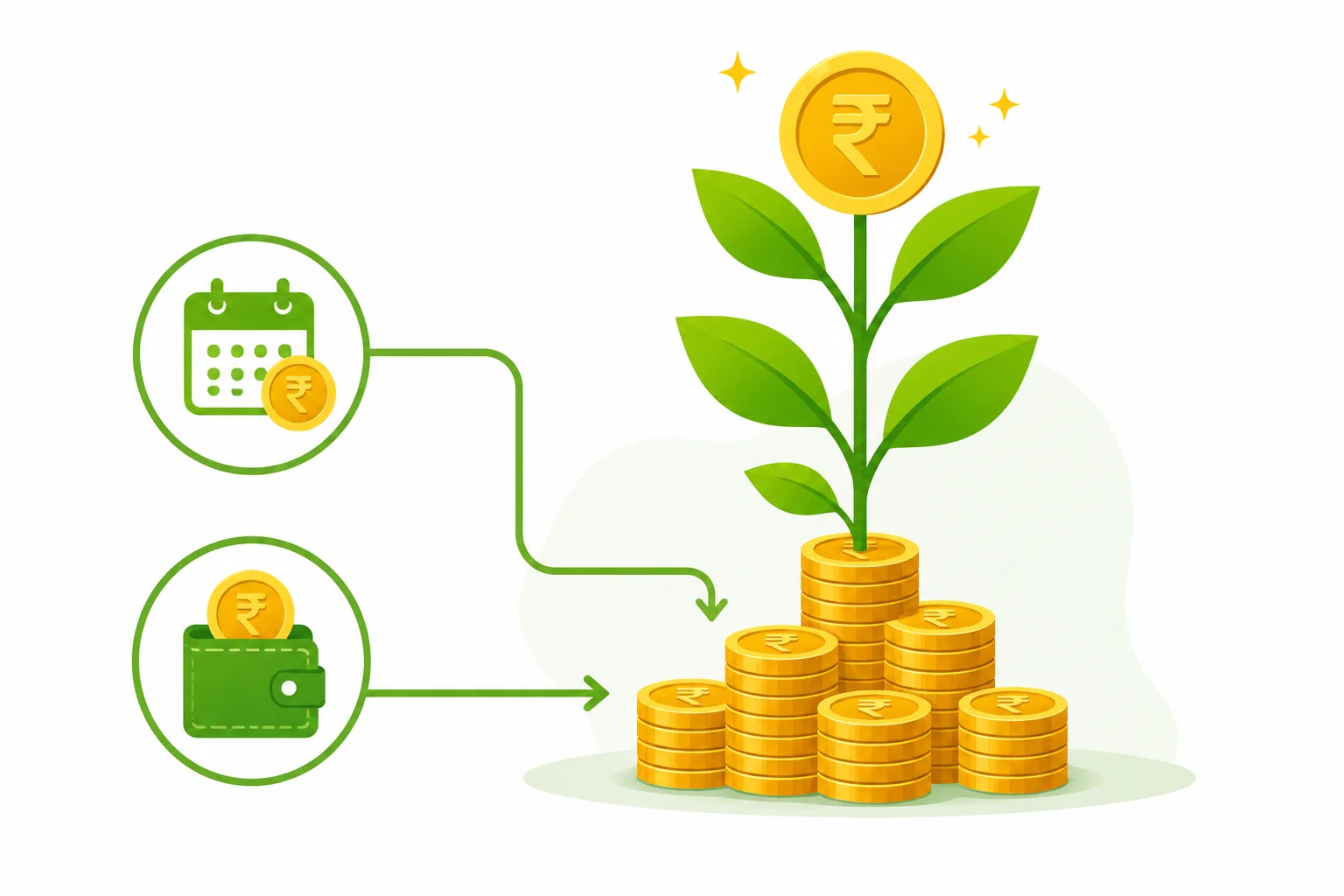 Investment calculator illustration showing lump sum and monthly contribution growth combined