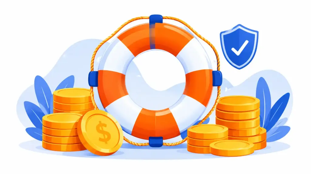Emergency fund calculator illustration showing savings safety net target