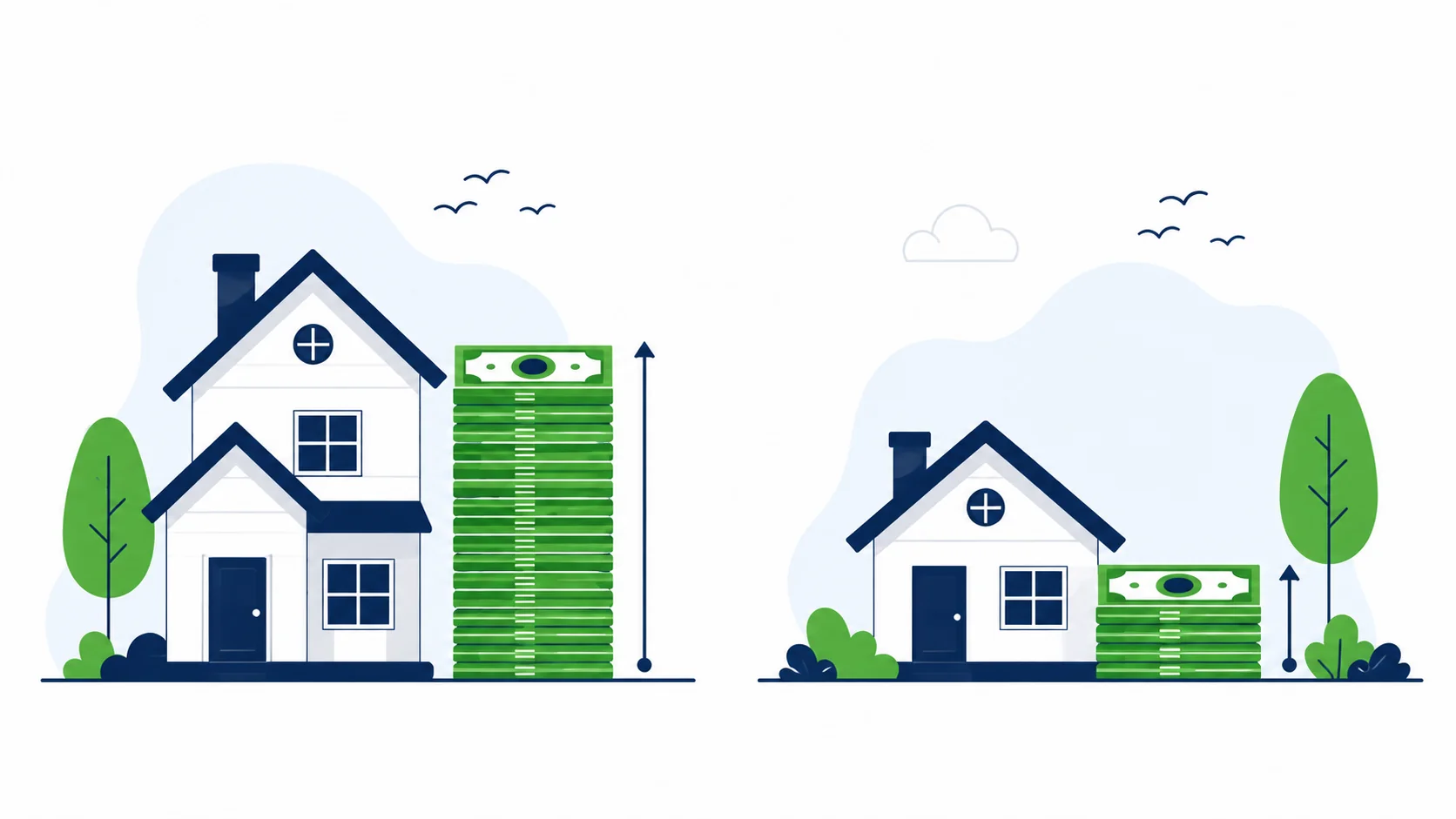 Home loan calculator illustration comparing 30-year and 15-year mortgage total costs