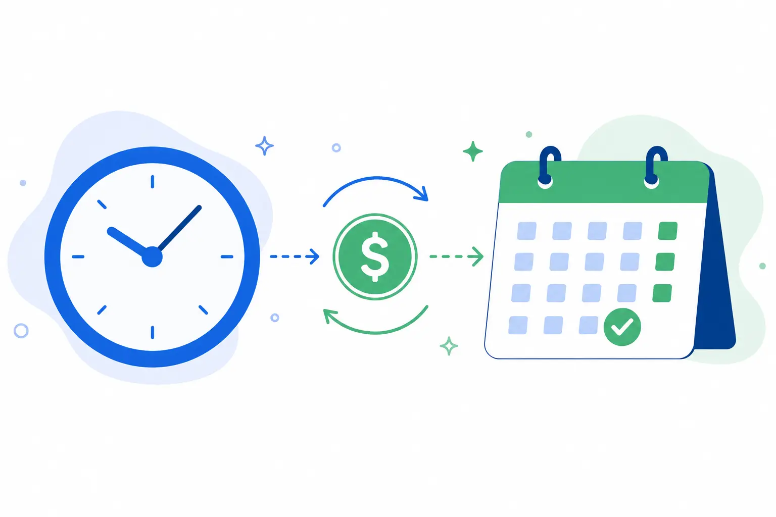 Hourly to salary calculator illustration showing conversion from hourly rate to annual pay