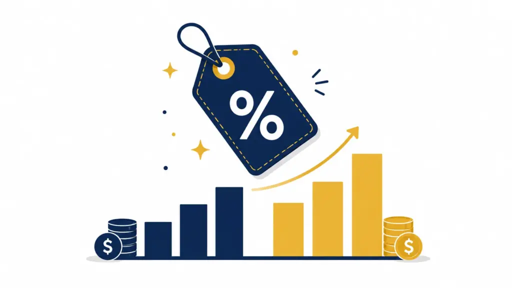Profit margin calculator illustration showing cost, price, and margin percentage breakdown