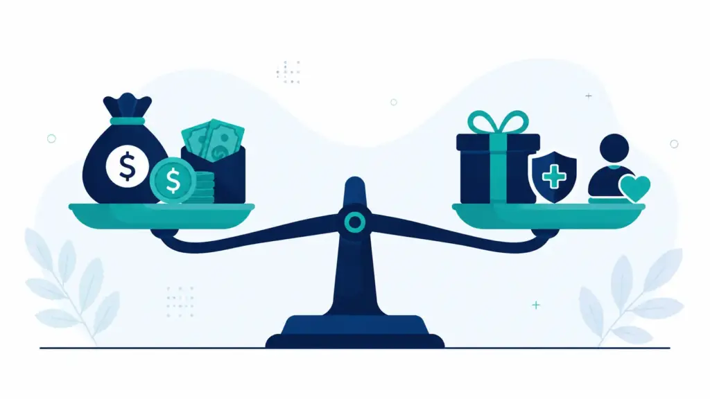 Salary calculator illustration comparing total compensation between two job offers