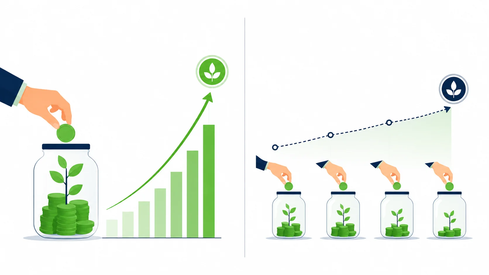 Lump sum calculator illustration comparing one-time investment to monthly investing