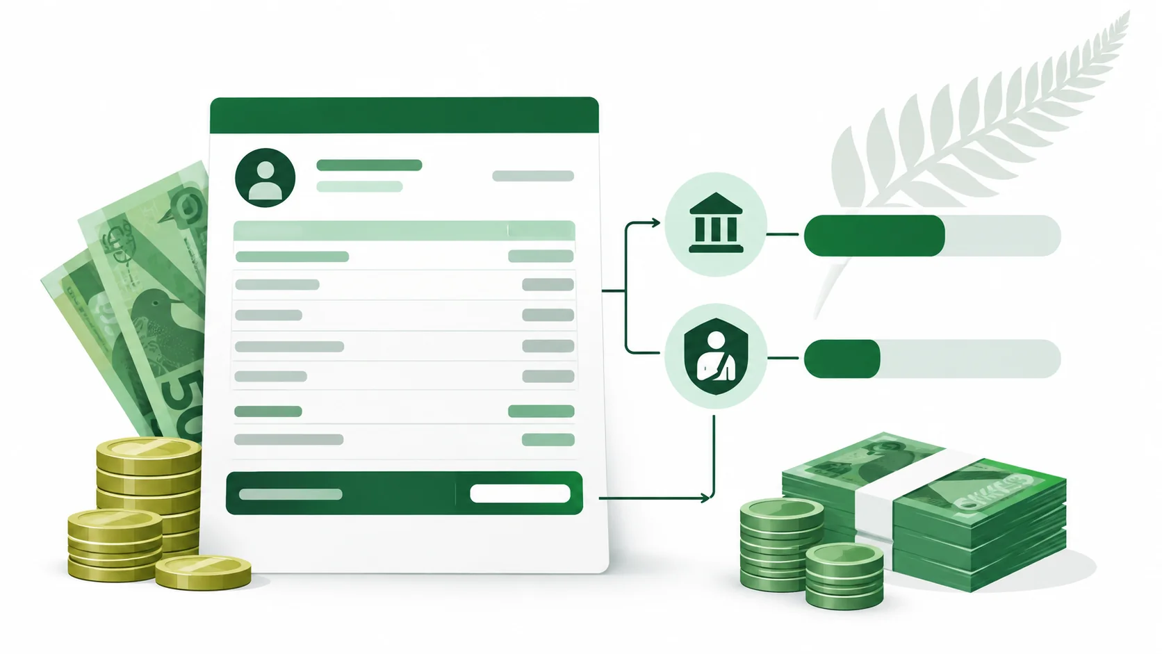 New Zealand income tax calculator illustration showing IRD tax and ACC levy breakdown